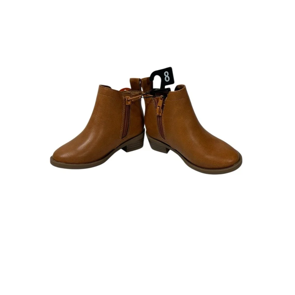 wonder nation toddler girls ankle boots brown zips‎ up the side size 8